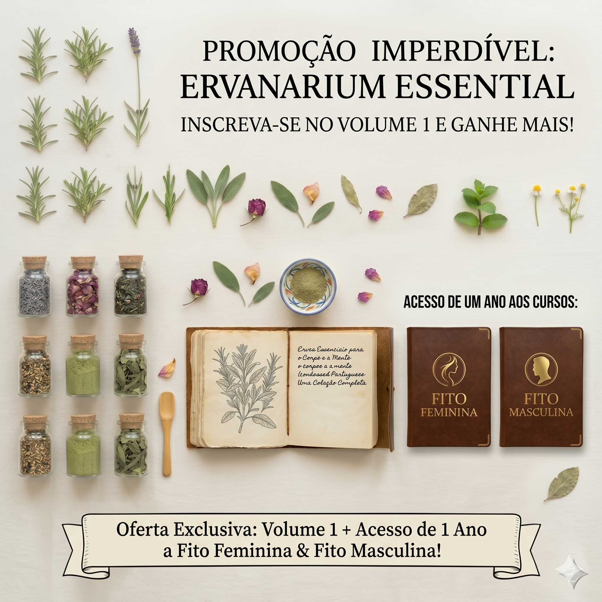 Ervanarium Essencial - E-books - Volume 1 + Fito Feminina e Masculina